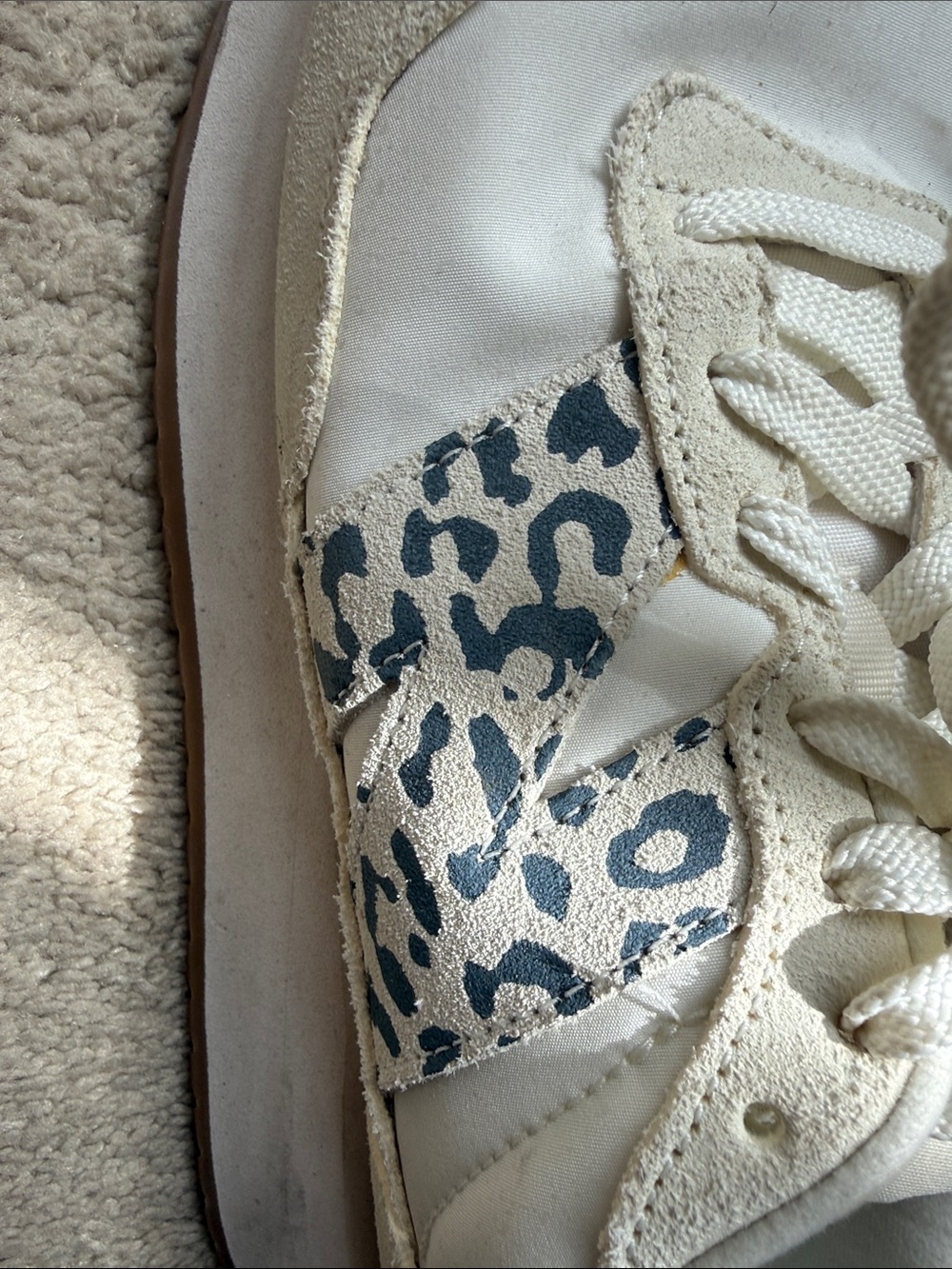 New Balance 237 White Sneakers with Gray Leopard Pattern and Gum Sole - Picture 5 of 5